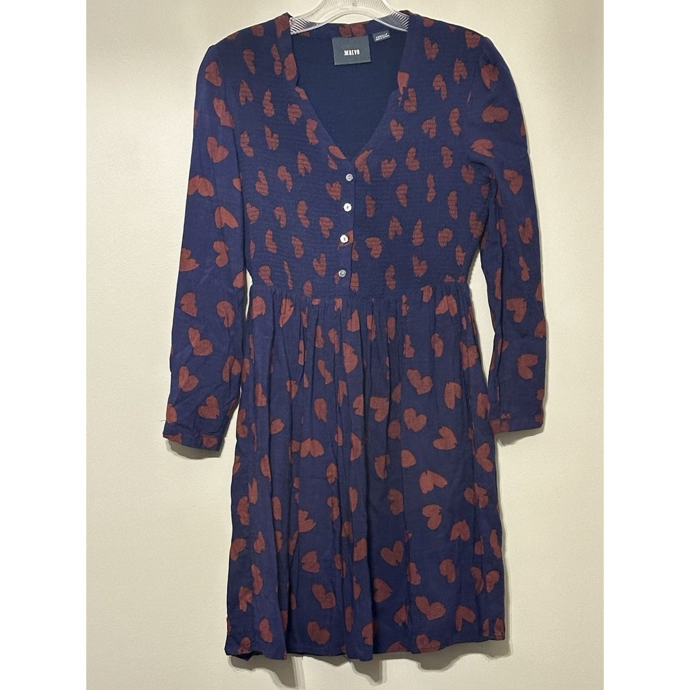 ANTHROPOLOGY Maeve Banet‎ Smocked Heart Mini Dress; Size XS Petite